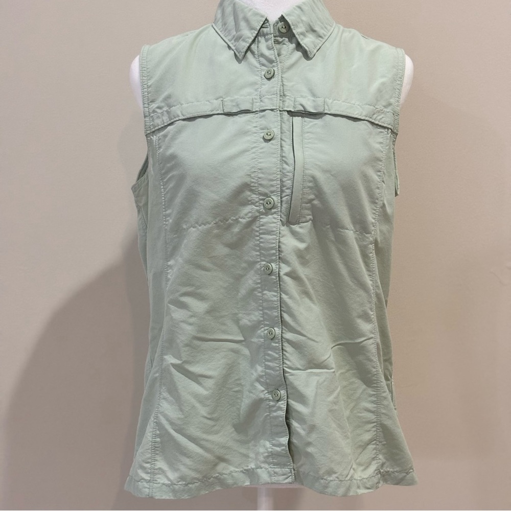 L.L. Bean Sage Green sleeveless shirt Size M